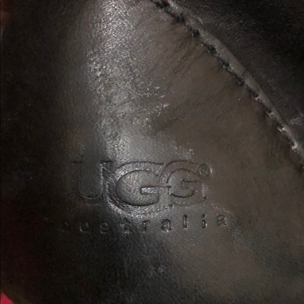 Black UGG boots with heel.